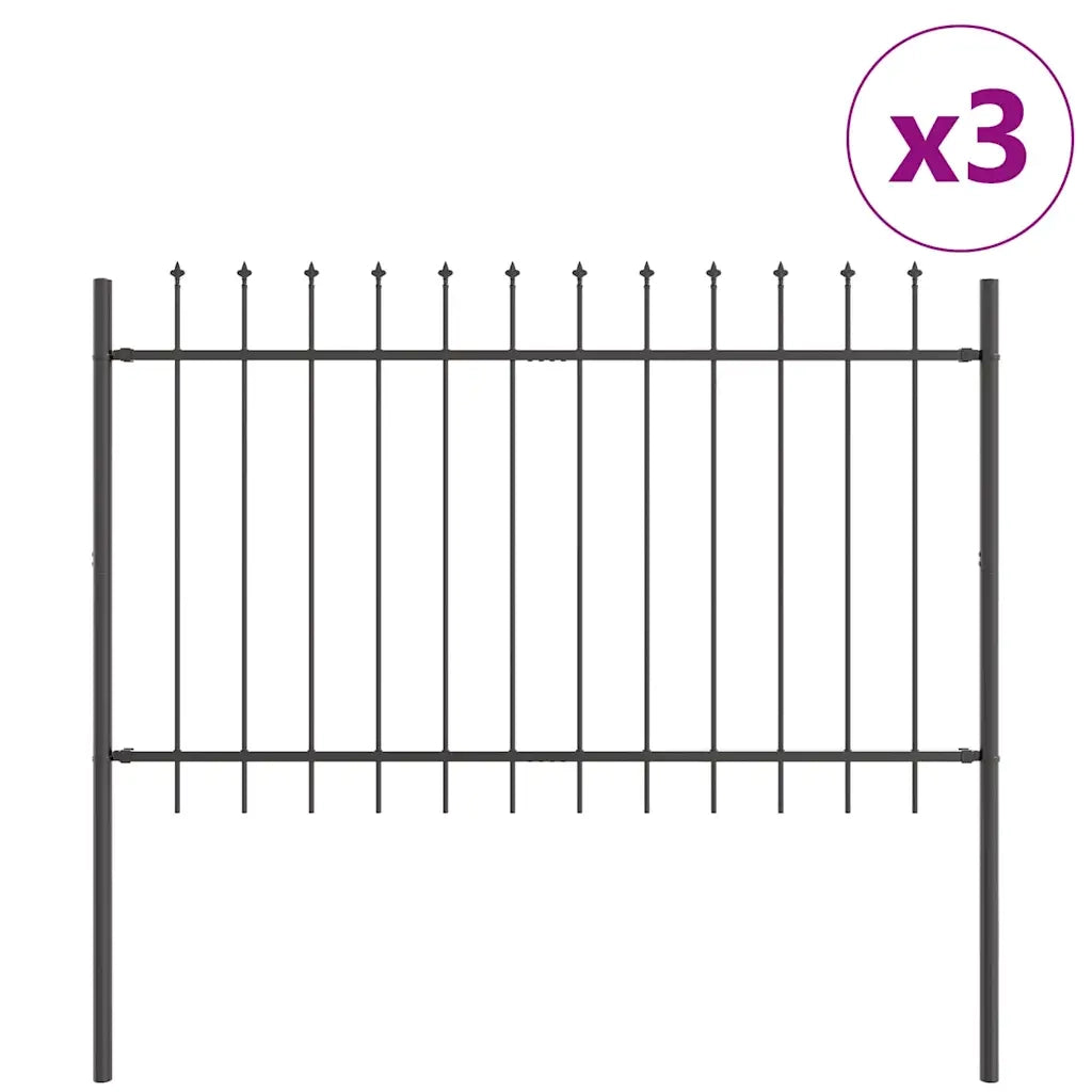 Recinzione per Giardino 3 pcs Grigio 5,1 x 0,8 m 3334049
