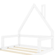 Letto bambino 90×200 cm; forma casa; in pino e MDF; senza materasso; bianco