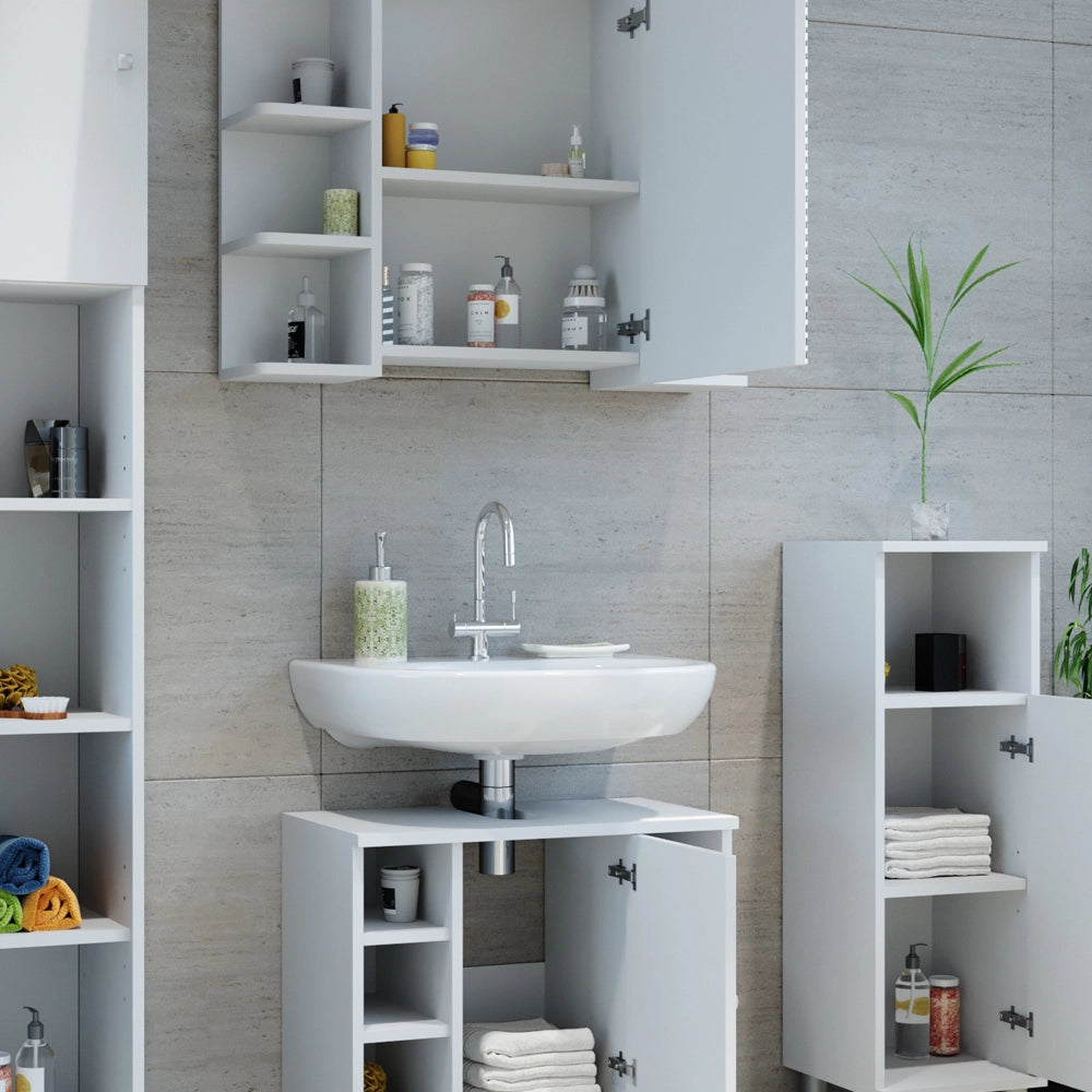 Vicco Set mobili bagno Bianco lucido 2 parti