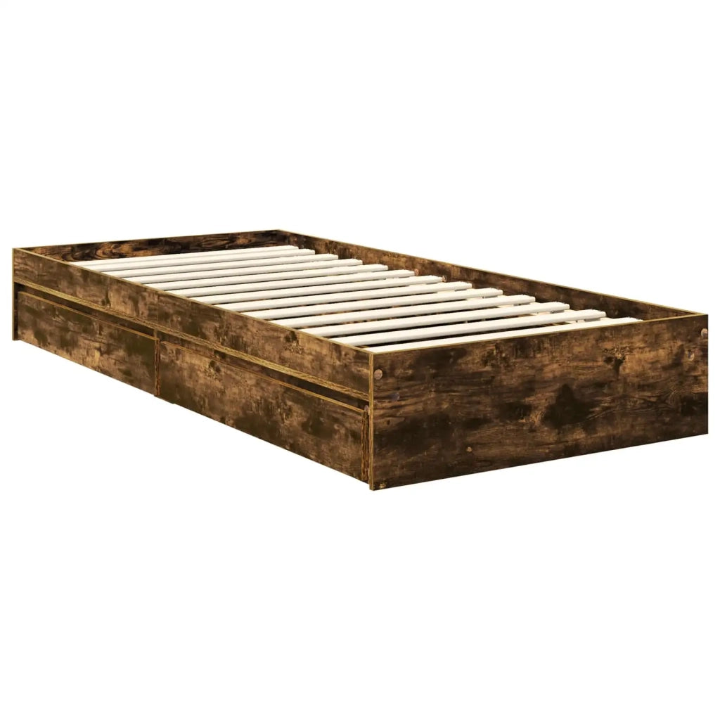 Letto con Contenitore Rovere fumé 75 x 190 cm Legno multistrato