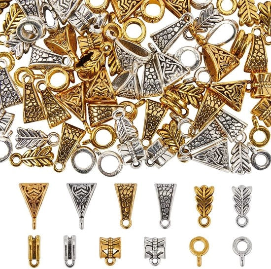 Bijadiniere - Perle di Bead - 120 pezzi - Diverse stili - Oro Antico e Argento - Creazione di Gioielli - Adatto per Bracciali Europei