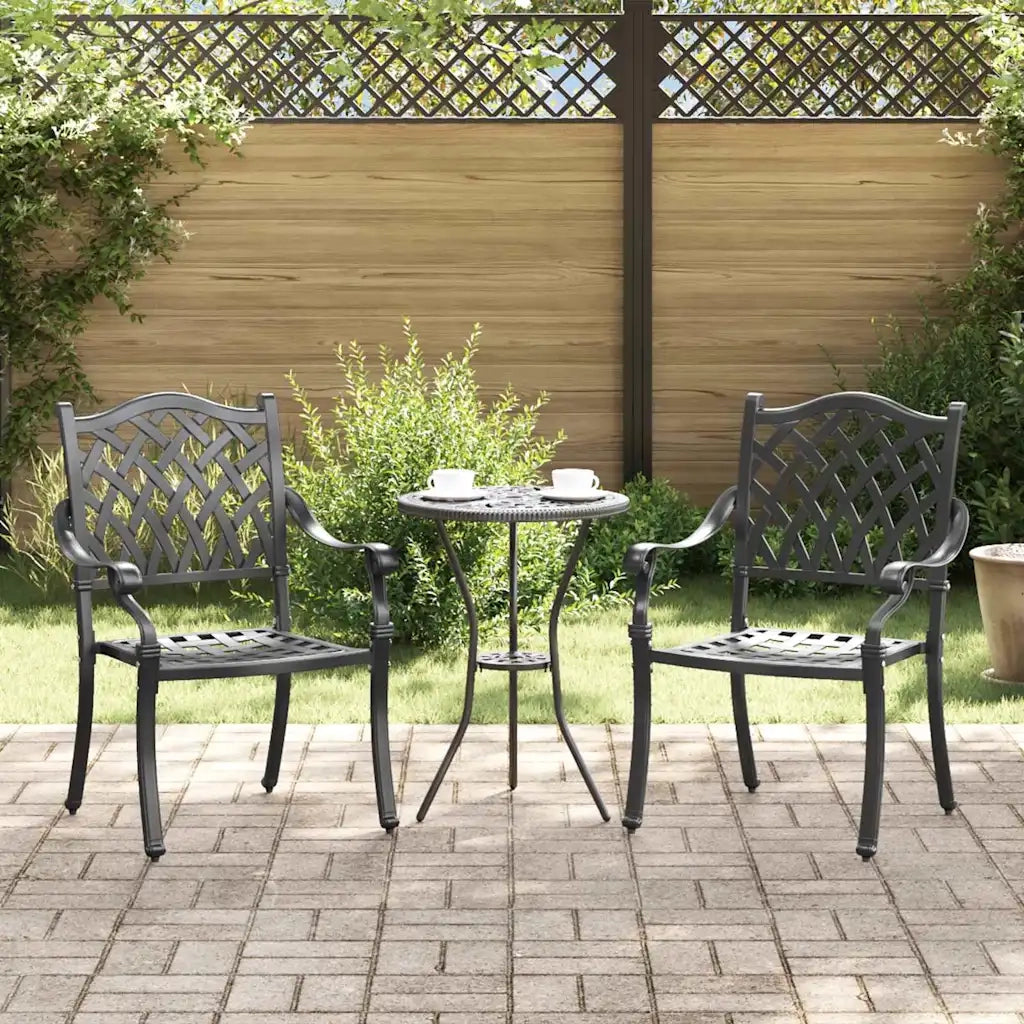 Sedia da Giardino 2 pz | Sedie da Esterno Nero 56 x 55 x 92.5cm Alluminio