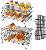 Set da forno 2pz, griglia riscaldante 3 strati, in acciaio inossidabile, per torte, grigliate, dolci e biscotti, 40 x 25 x 7,5 cm
