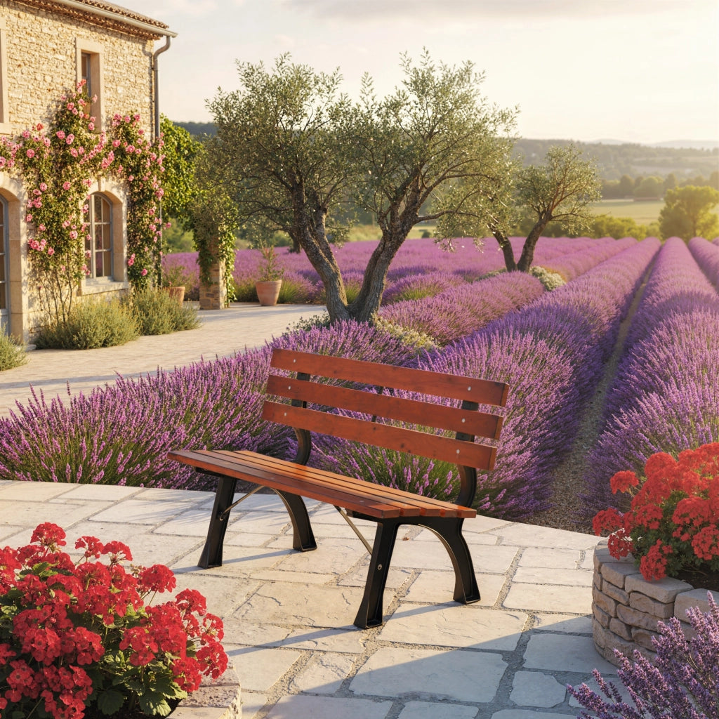 Panchina da Giardino 2 Posti in Legno e Ghisa ¨C zephmum ¨C 120x57x70 cm, Caff¨¨