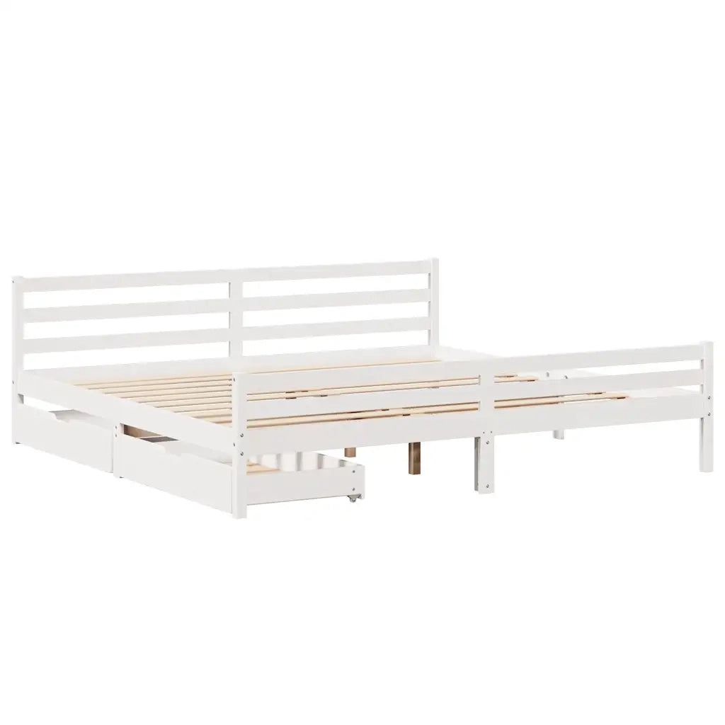 Letto matrimoniale | Letto per adulti | Giroletto senza Materasso Bianco 200x200 cm Legno Massello Pino