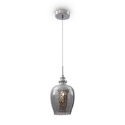 Lampadario A Sospensione Moderno Blues Metallo Argento Vetro 1 Luce E14 40W