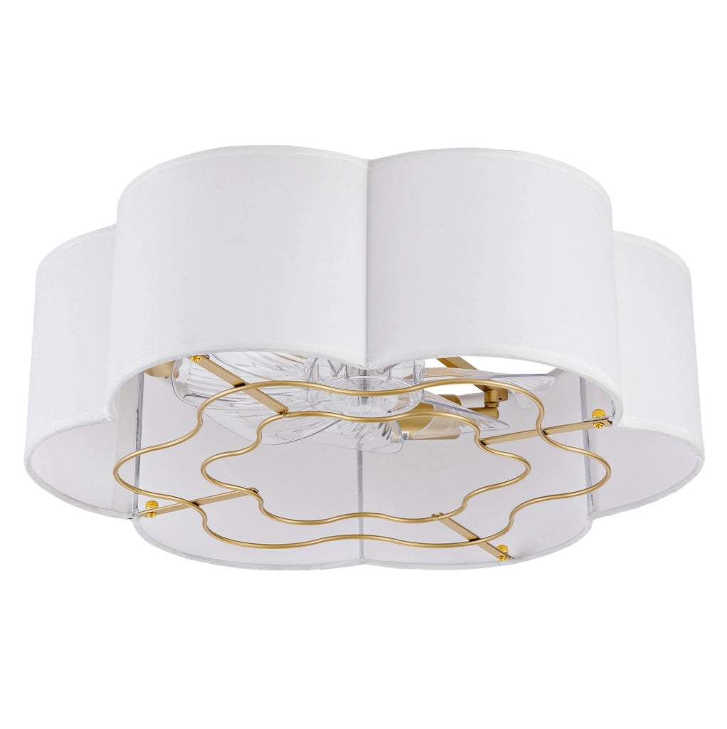 Ventilatore da soffitto ULEVR con luce, 6 velocit¨¤ reversibili, controllo app e telecomando, oro e bianco