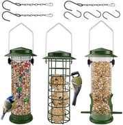 Stazione Alimentare per Uccelli di Alta Qualità - Alimento per Uccelli - Abitacolo per Uccelli - Contenitore per Alimento per Uccelli - Sostegno in Acciaio - Set a 3 pezzi - Alimentatore per Uccelli