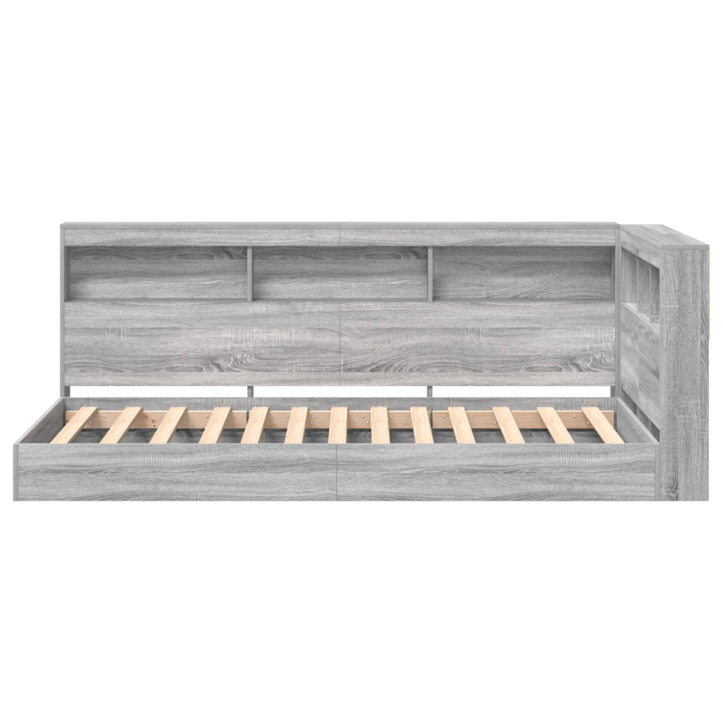 Letto con libreria Grigio Sonoma 100x200 cm Legno ingegnerizzato
