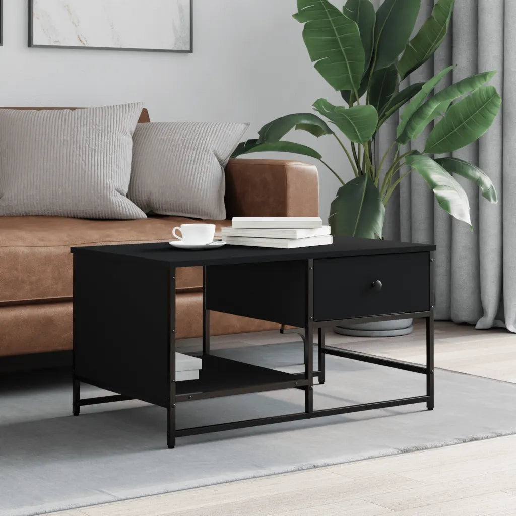 Tavolino da Salotto Nero 85,5x51x45 cm in Legno Multistrato 835339