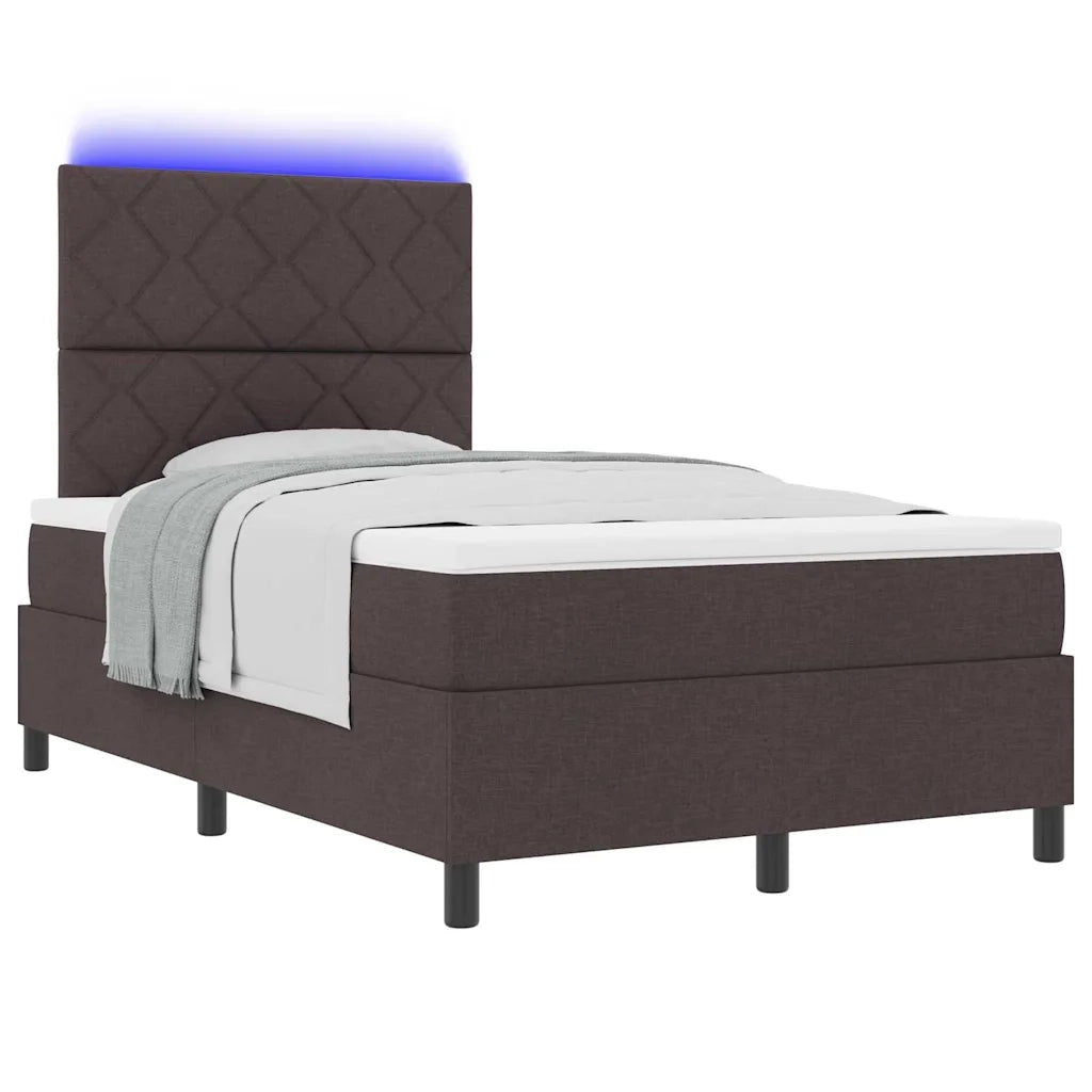 Letto a molle con materasso Marrone scuro 120 x 200 cm Tessuto