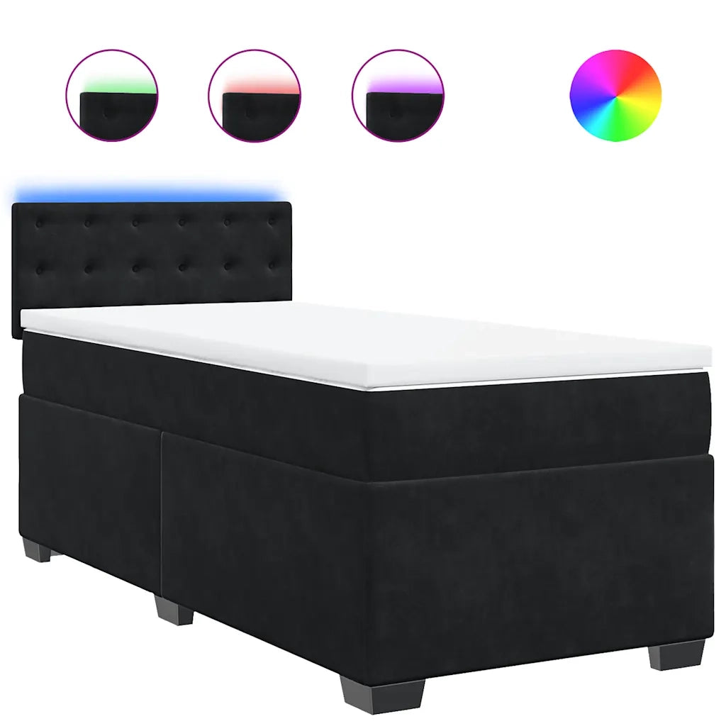 Giroletto a Molle con Materasso-Struttura Letto Nero 80x200 cm in Velluto 977593