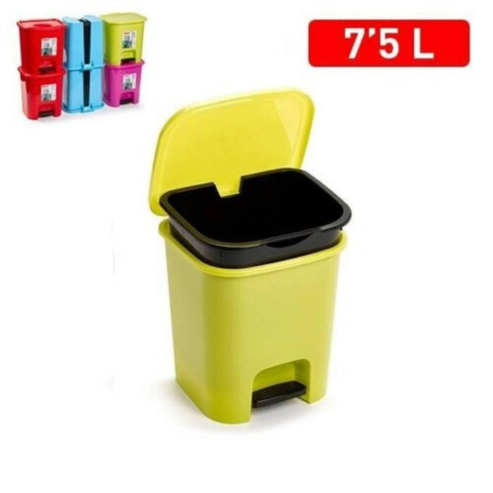 Trade Shop - Pattumiera Plastica A Pedale 7 Litri Bidone Cestino Spazzatura Differenziata -