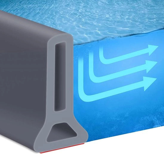 Blocco acqua per doccia, barriera d'acqua per doccia, protezione da acqua per doccia, pavimento di doccia, sigillatura di silicone per doccia, striscia di sigillatura, doccia, barriera d'acqua per bagno (105 cm, grigio)