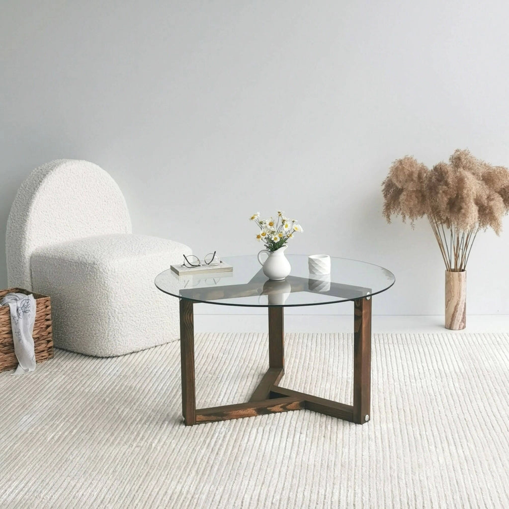 Luigia, Tavolino da Salotto Forma Rotonda, 75x75x40h cm Marrone Noce