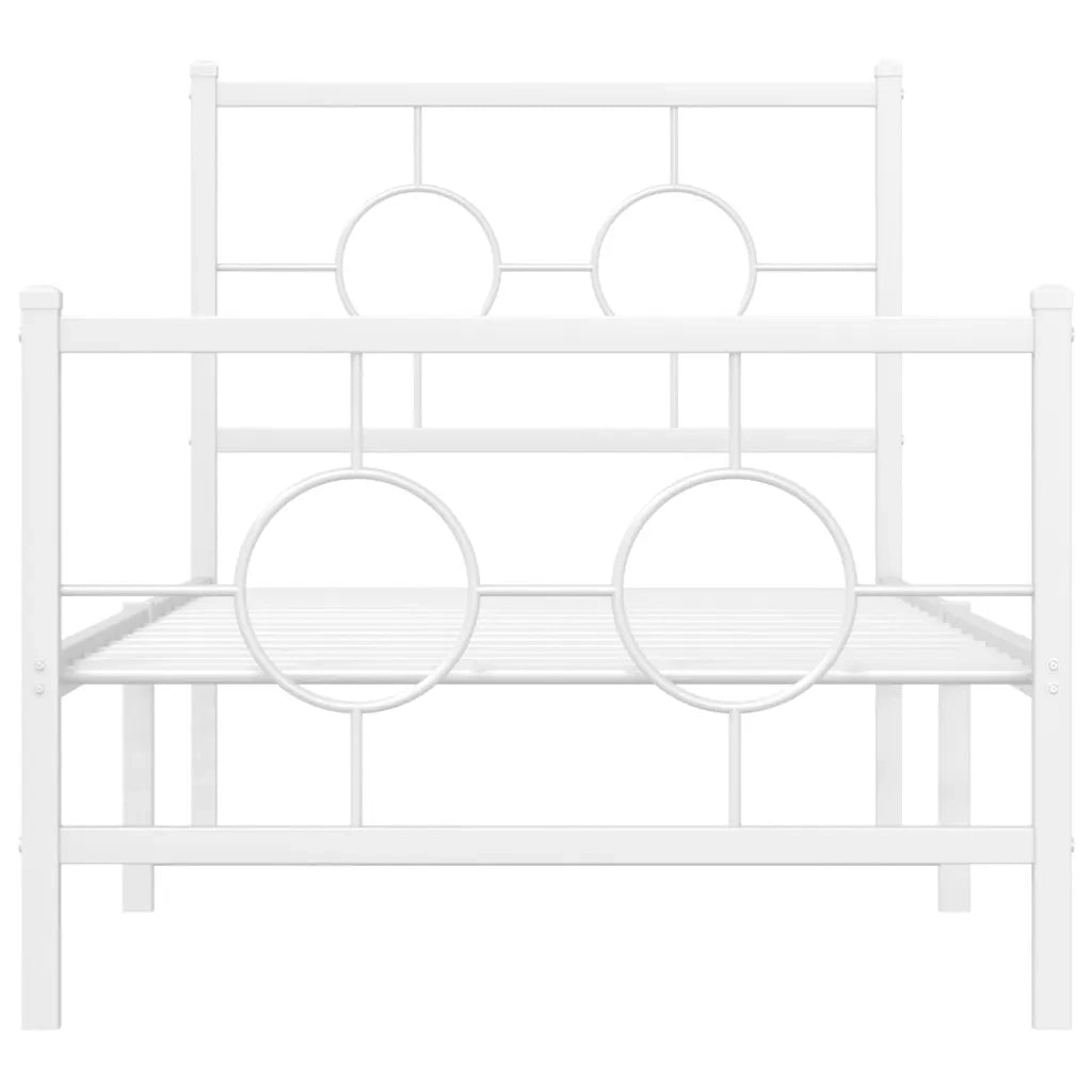Giroletto con Testiera e Pediera-Struttura Letto Metallo Bianco 80x200 cm 661721