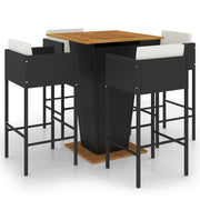 Set da bar da giardino in 5 pezzi con cuscini in polyrattan nero 02_0013406