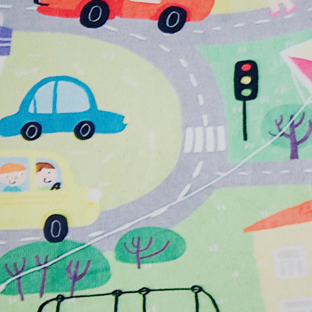 Tappeto per bambini Verde Poliestere Mappa stradale Città Stampa Tappetino da pavimento 80 x 150 cm