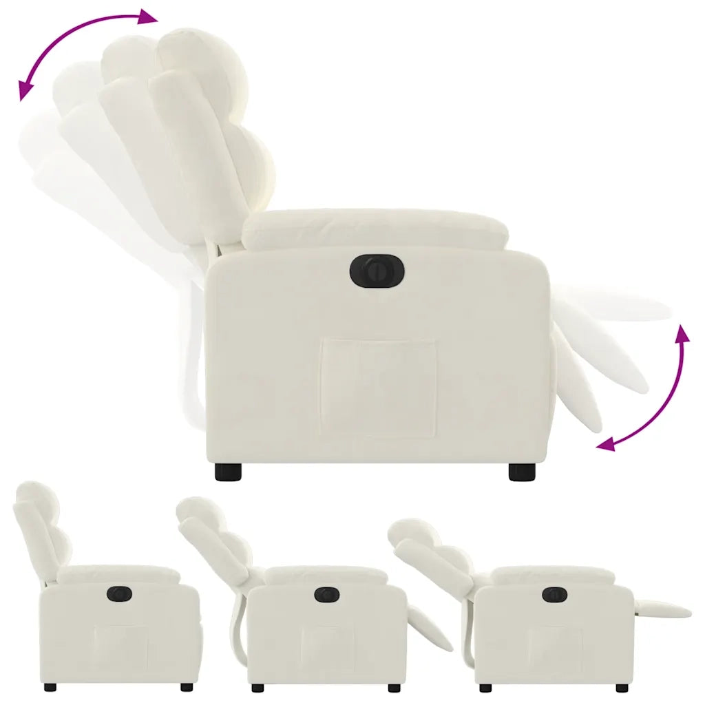 Poltrona Elettrica Reclinabile Crema in Velluto 3205079