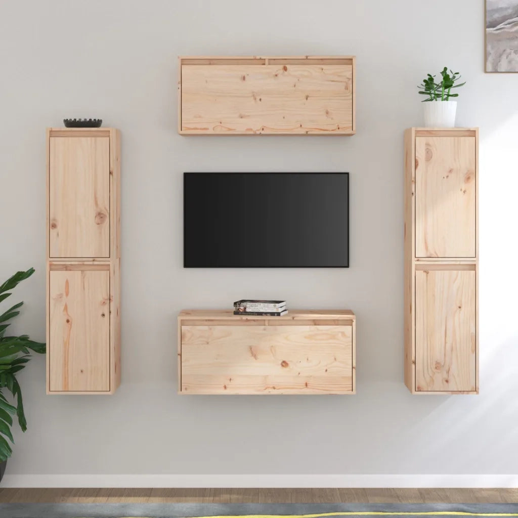 Mobili Porta TV 6 pz in Legno Massello di Pino 3100264