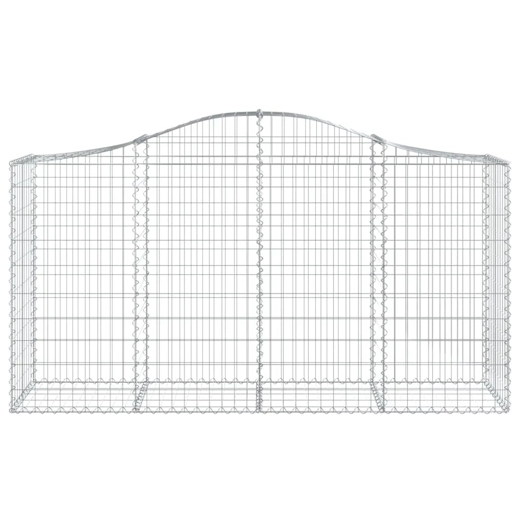 Cestini gabbioni recinzione a gabbia muro di contenimento ad arco 18 pezzi 200 x 50 x 100/120 cm ferro zincato argento 02_0040495
