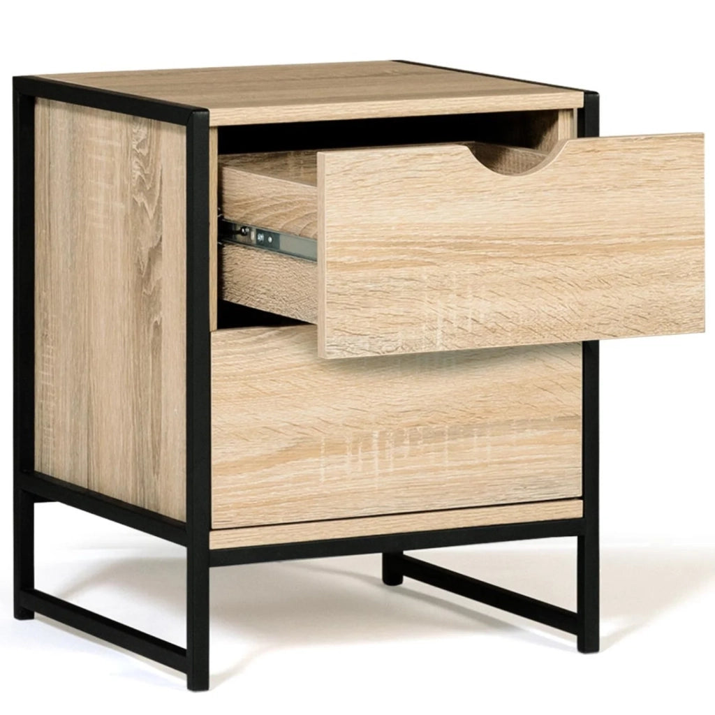 IDMarket - Set di 2 comodini DETROIT con 2 cassetti design industriale