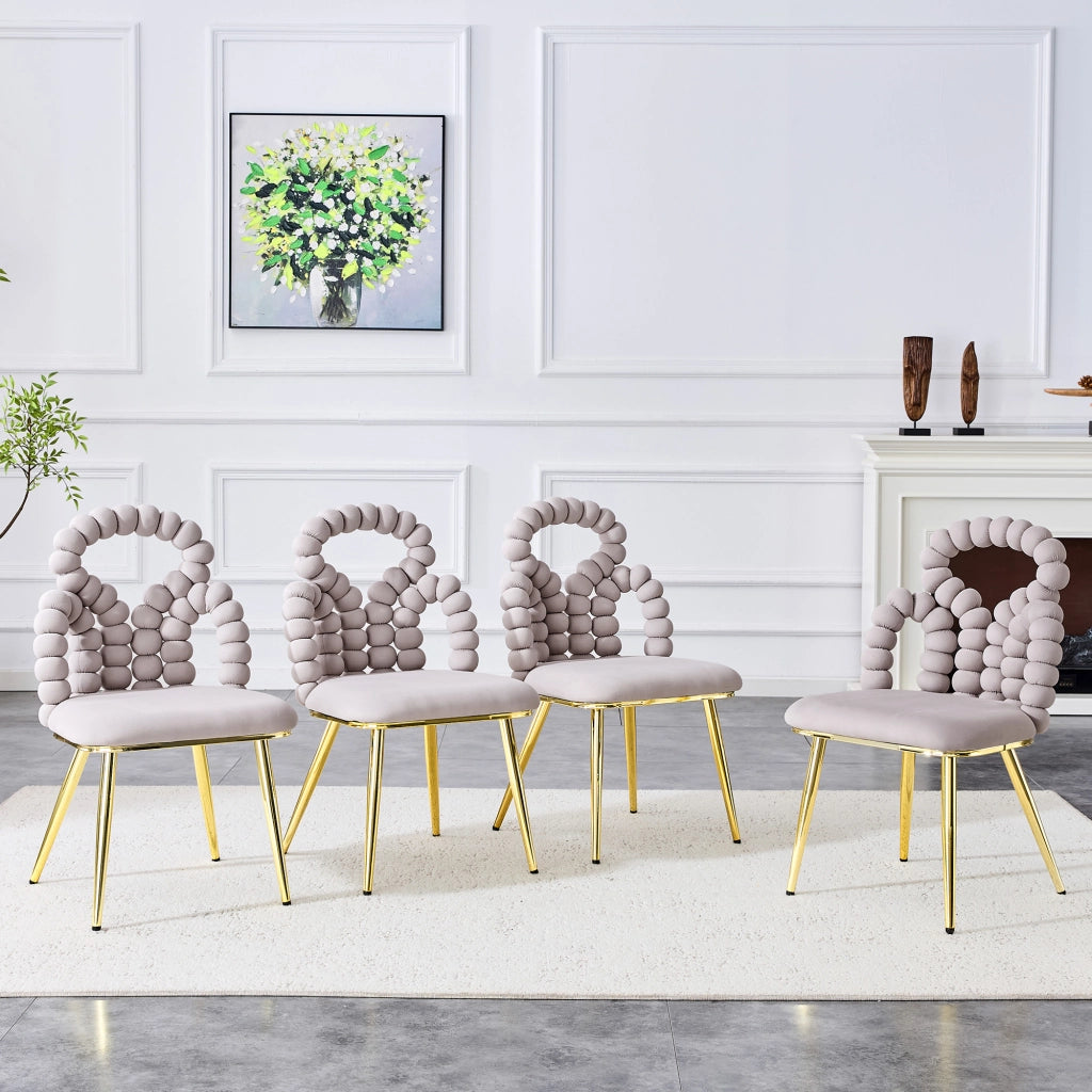 Sedie da Pranzo in Velluto Grigio con Schienale e Gambe in Metallo Dorato ¨C MINIMAL ¨C Set 2 Pezzi