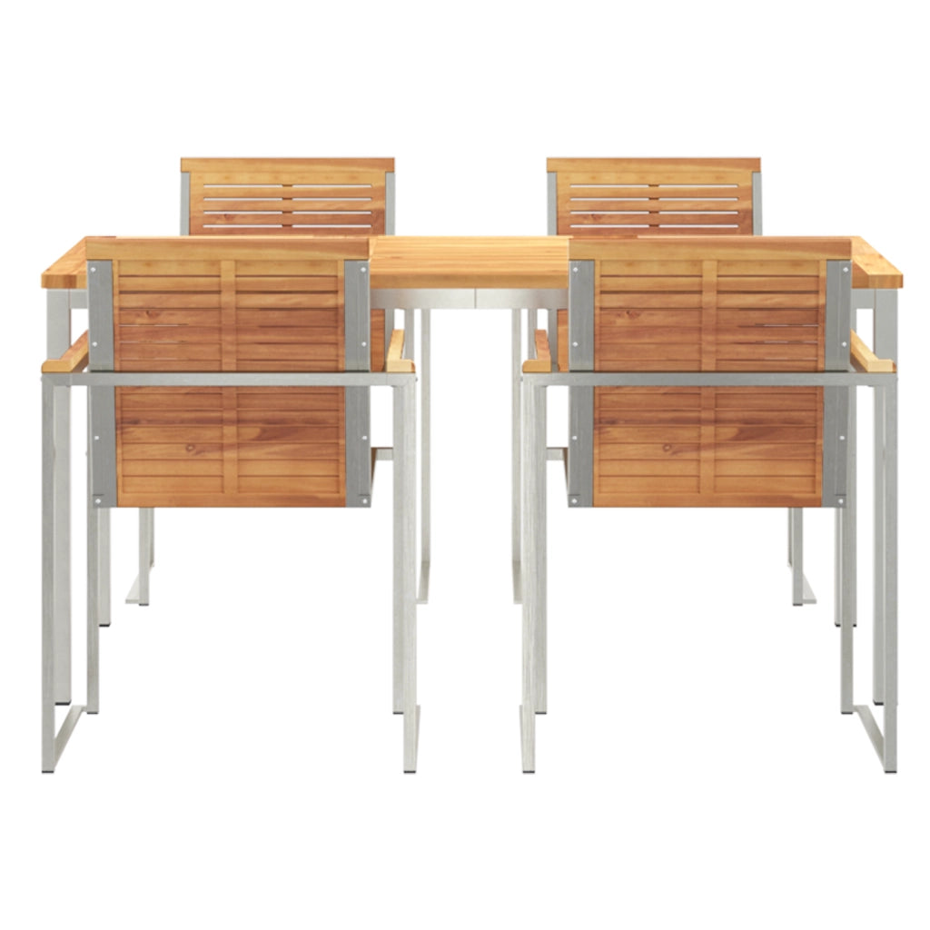 Set da pranzo da giardino 5 pezzi in legno solido di teak