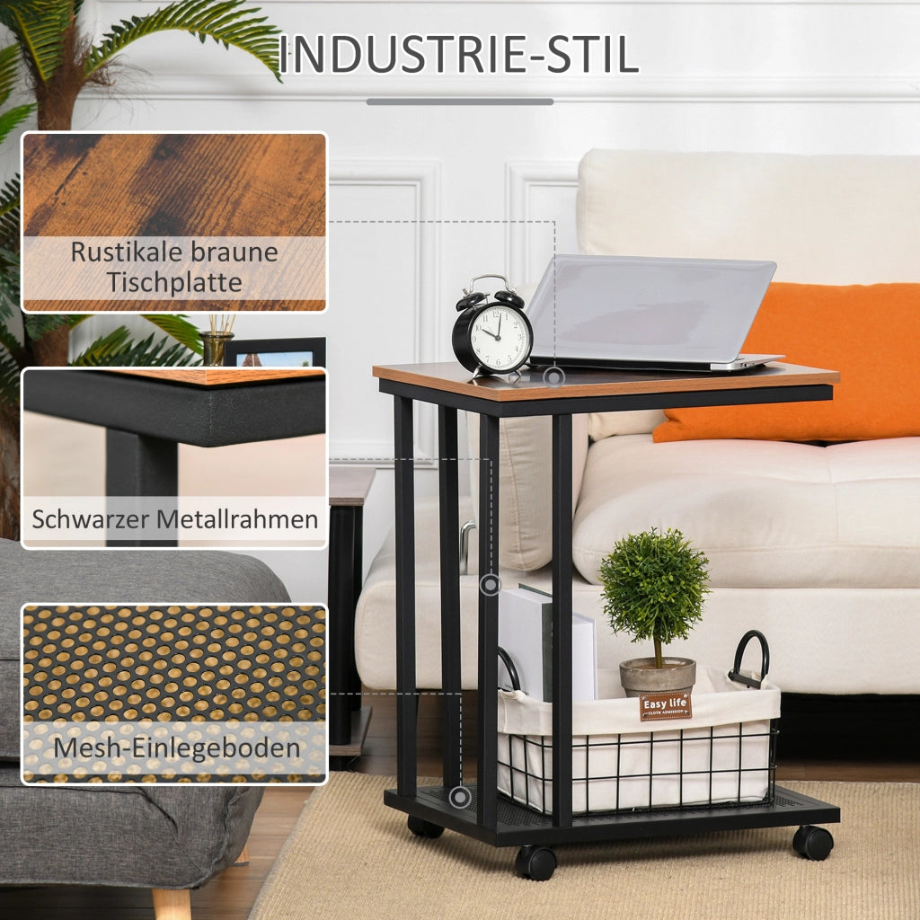 Tavolino con rotelle ¨C zephmum ¨C nero legno noce 51x36x65 cm