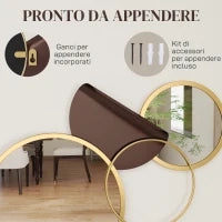 Decorazione Murale in Metallo 3D Moderna con Specchi per Salotto e Ingresso, 101x41.5 cm, Oro