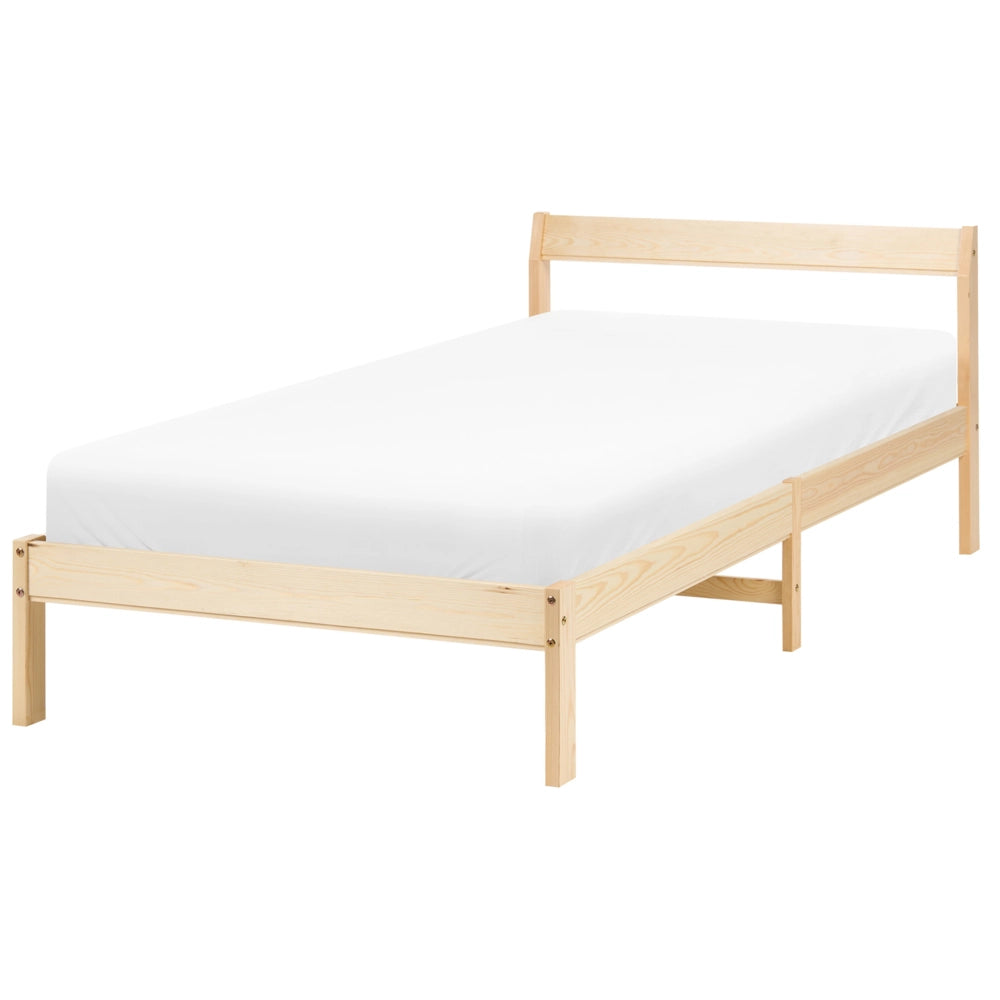 Letto singolo in legno di Pino marrone chiaro con Rete a Doghe 90 x 200 cm stile minimalista