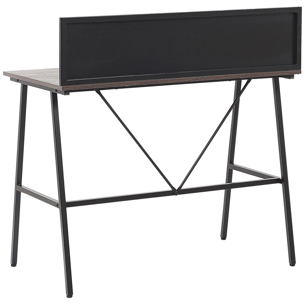 Scrivania Home Office Top in legno scuro 100 x 50 cm con struttura in metallo verniciato a polvere Nero