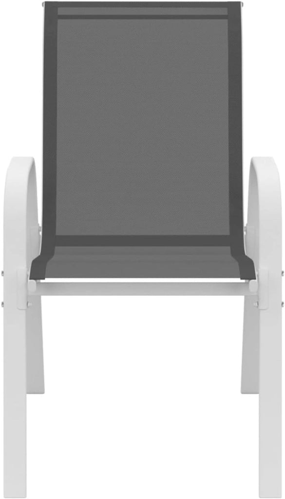 Set di 6 sedie da giardino impilabili LYMA in metallo e textilene, bianco e grigio