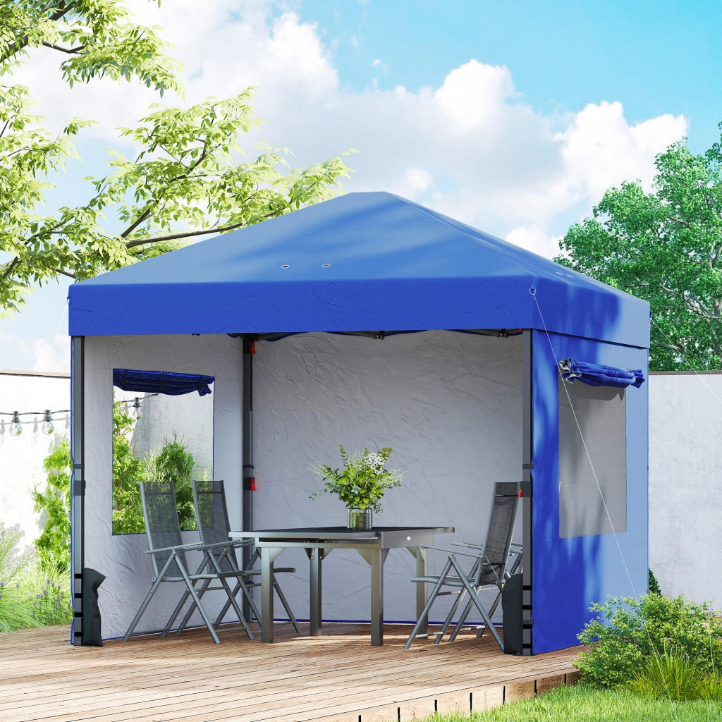 Tenda da giardino pieghevole 3x3 m ¨C zephmum ¨C 3 pareti, 2 finestre, blu