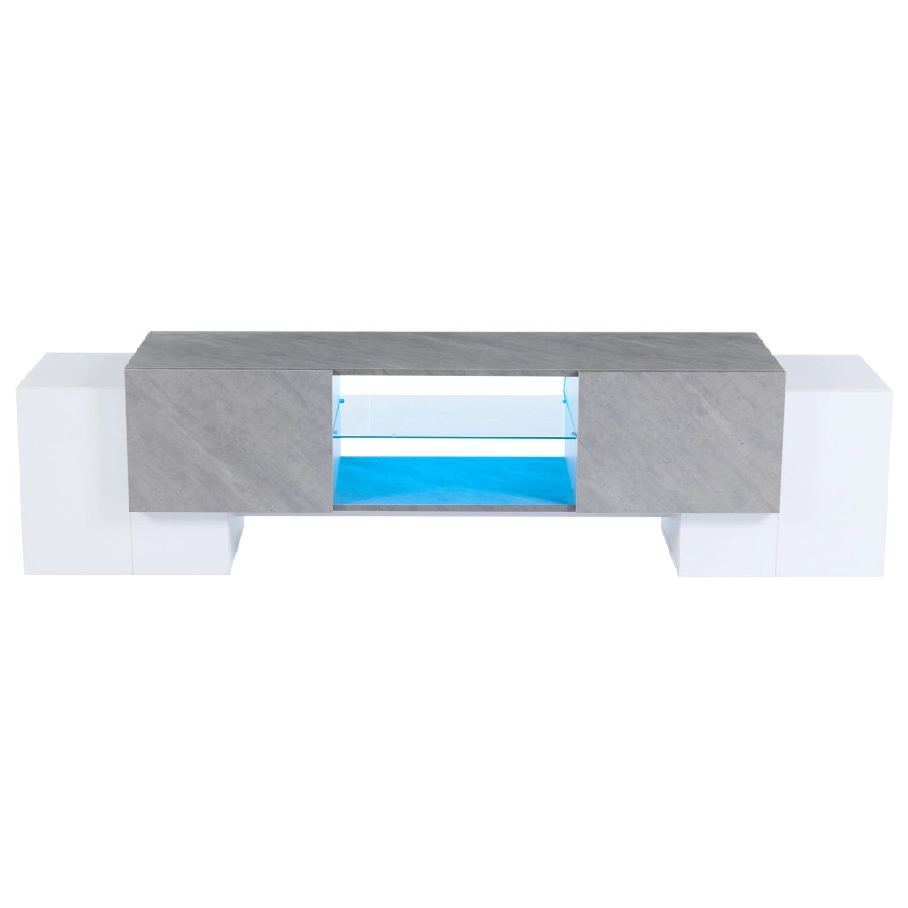 Mobile TV con LED Bluetooth ¨C MINIMAL ¨C Bianco/Grigio, 180x40x46.5 cm, per TV 60/65/70 pollici