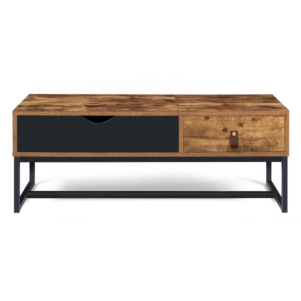 IDMarket - Tavolino CHICAGO con piano sollevabile, 1 cassetto, design industriale