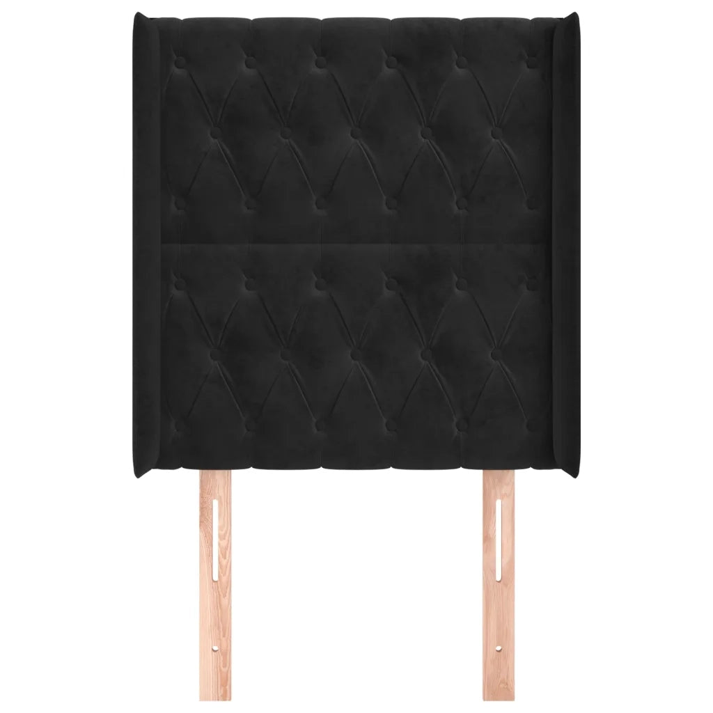 Testiera | Testata ad Orecchio Nera 83x16x118/128 cm in Velluto