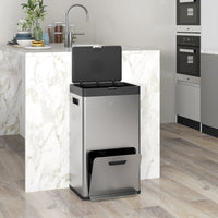 Pattumiera a Pedale 3 Sezioni da 56L 45,7x35,8x76 cm Argento