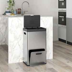 Pattumiera a Pedale 3 Sezioni da 56L 45,7x35,8x76 cm Argento