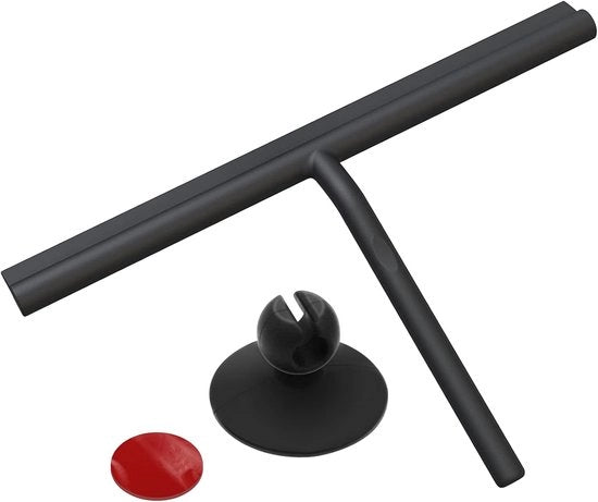 Spazzolino per docce - Nero in acciaio inox - 33 cm Larghezza - Senza perforazione - Accessorio per la cucina da bagno - Tirante per finestre in silicone - Per finestre, pavimenti in ceramica - Pulizia del vetro