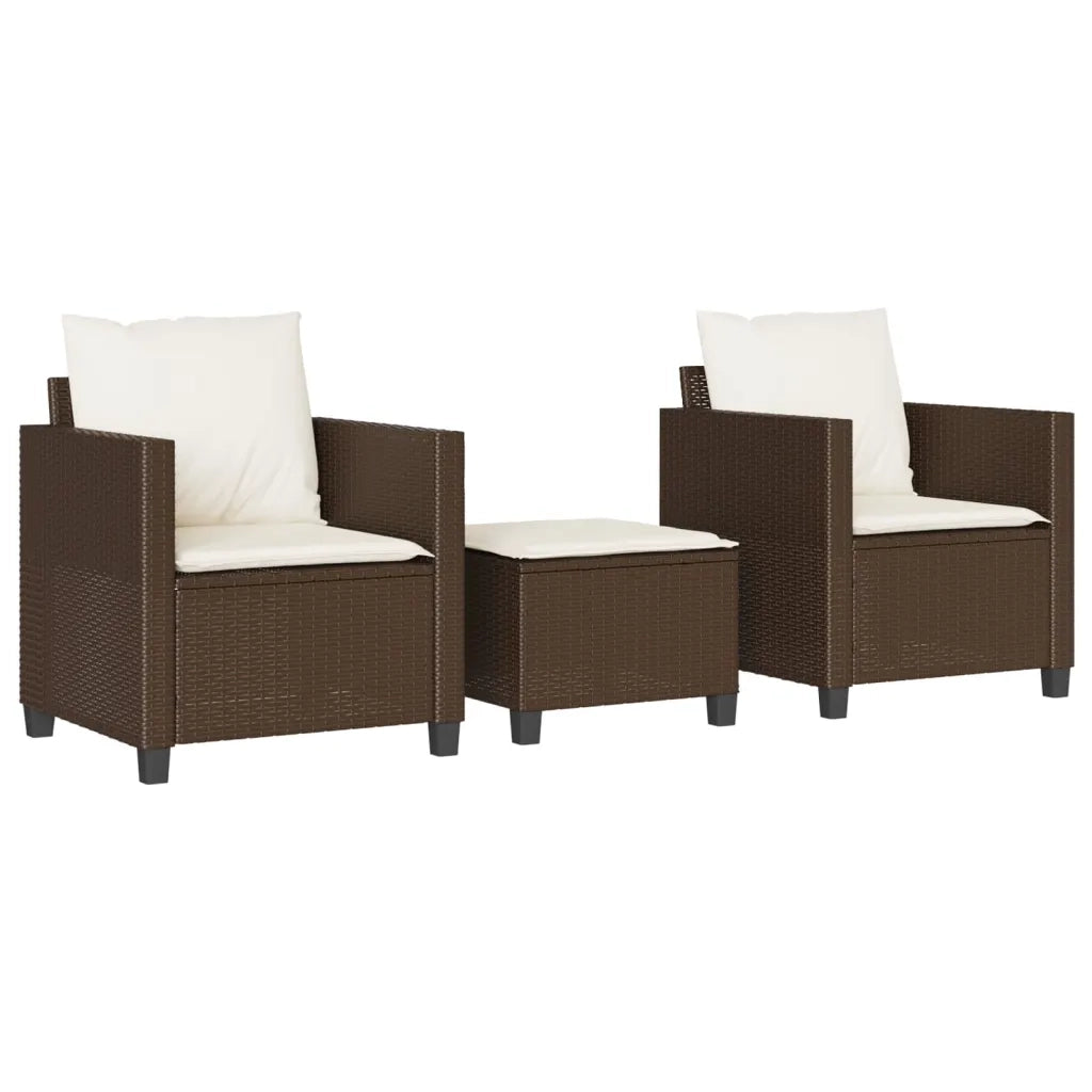 Set Bistrò 3 pz con Cuscini Marrone in Polyrattan 4003897