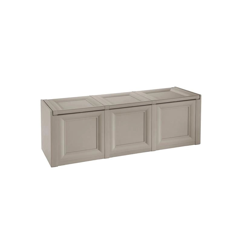 BAULE 3 MODULI TAUPE 125X40X42 CM – CONTENITORE DA ESTERNO COPERTO MULTIUSO PER BALCONE, TERRAZZO E GIARDINO