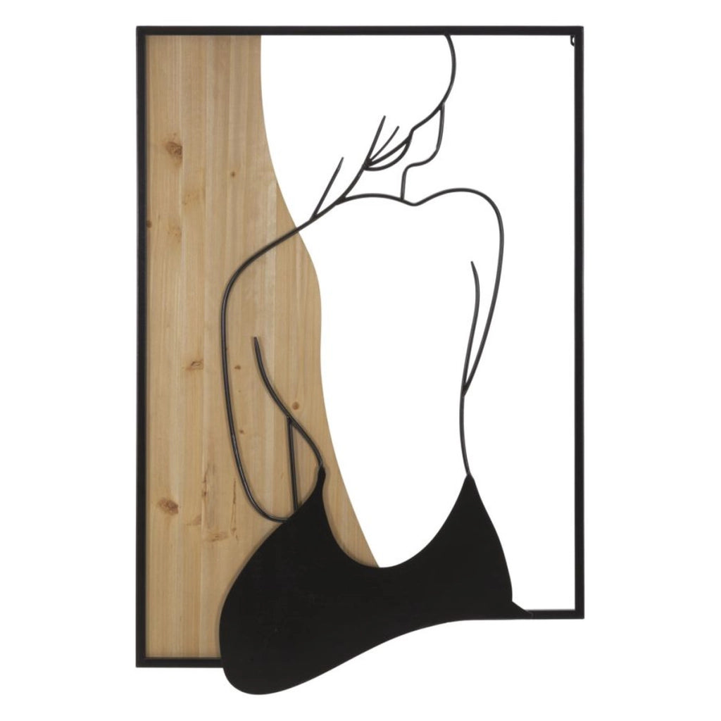 Decorazione in Metallo e Legno Donna, Marrone, Metallo, 60x2x90 cm