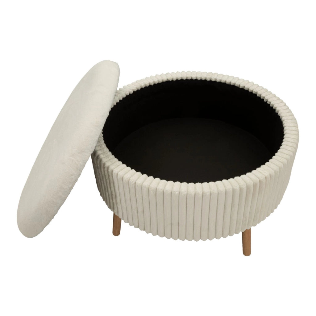 Pouf Goteborg rotondo in tessuto bianco