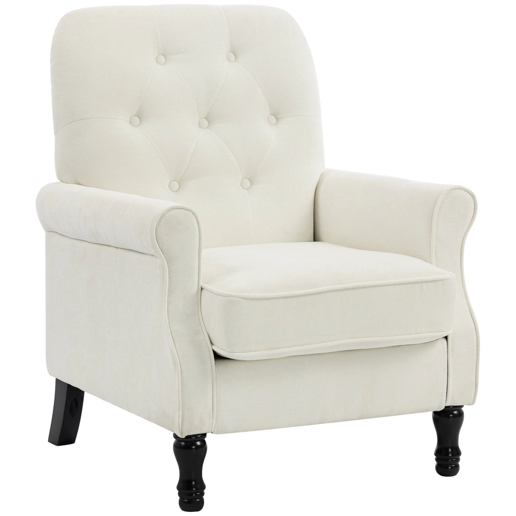 Poltrona tessuto lino crema ¨C Xylo ¨C imbottitura spessa con cuscino a molle 69x75x90cm