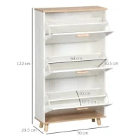 Mobile Scarpiera Salvaspazio in Truciolato con 3 Cassetti e 2 Ripiani Interni Regolabili, 70x23.5x122 cm, Bianco
