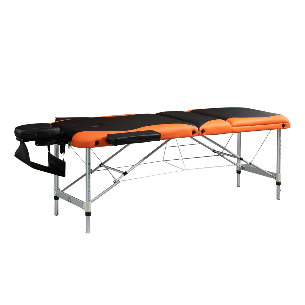 Lettino da Massaggio Pieghevole Professionale ¨C Xylo ¨C Alluminio Nero Arancione 215x81x61-84cm