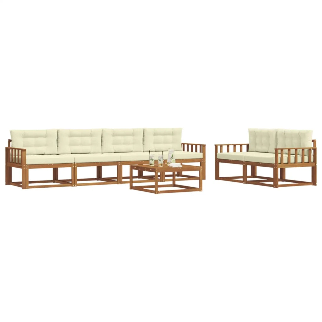 Set di divani da esterno con cuscino 7 pcs Naturale e Crema 3367223