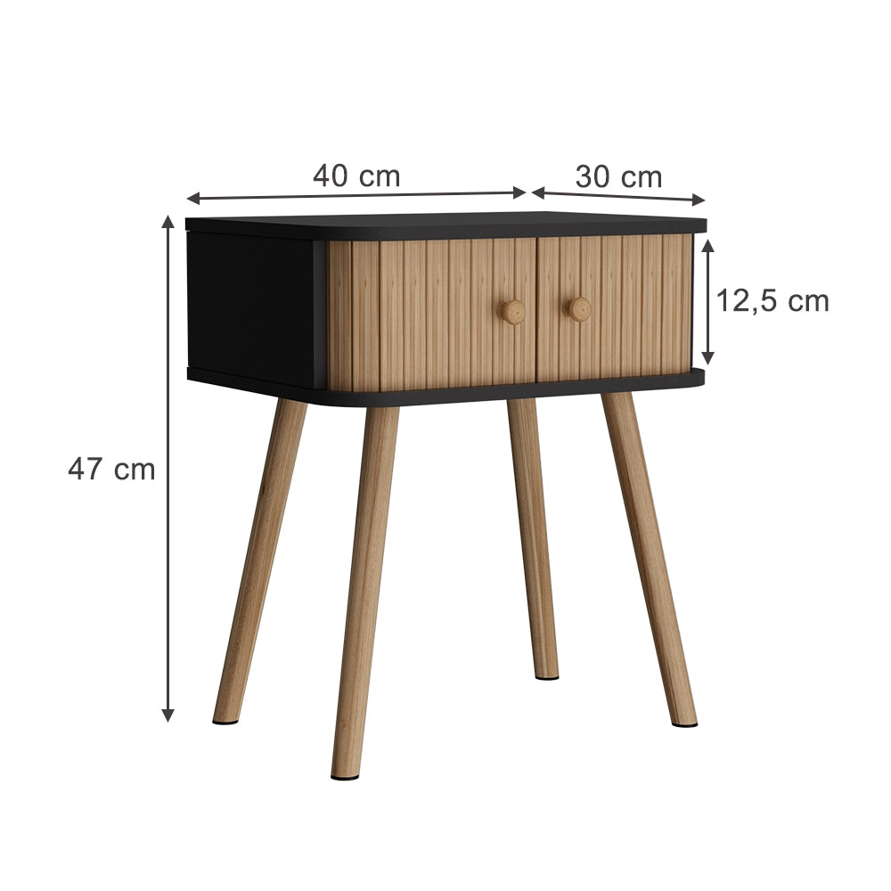 Vicco Comodino Antracite/bambù 40 x 47 cm Set di 2