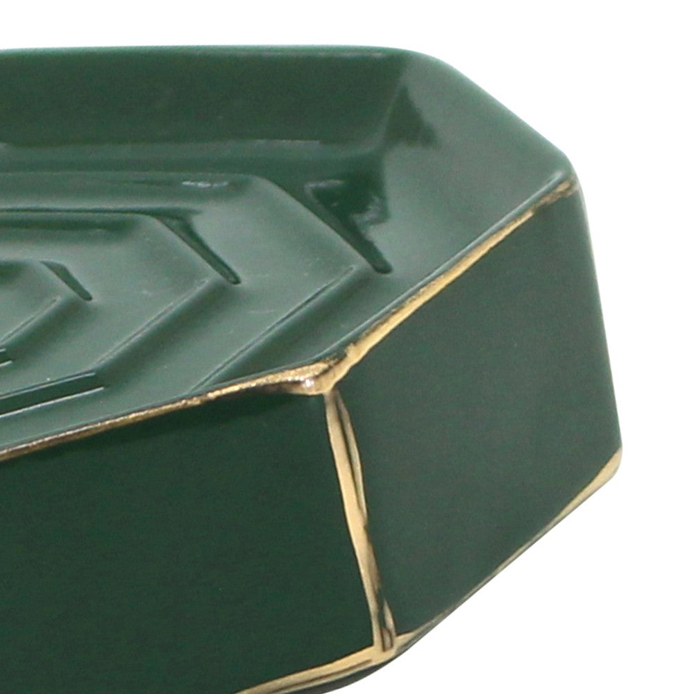 Portasapone verde e oro in ceramica - Serie Smeraldo